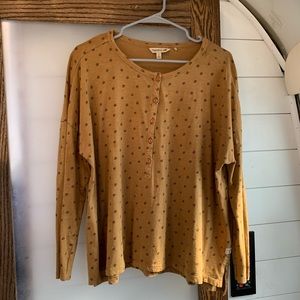 Toad & Co Mustard Color Henley Long Sleeve Floral Top